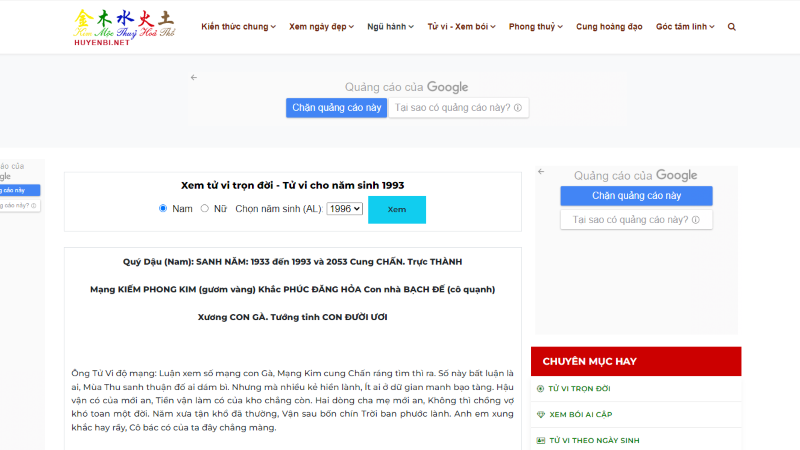 website xem tử vi hàng ngày