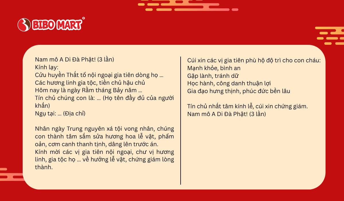 Bài văn khấn gia tiên ngày rằm tháng 7 thể hiện lòng hiếu kính