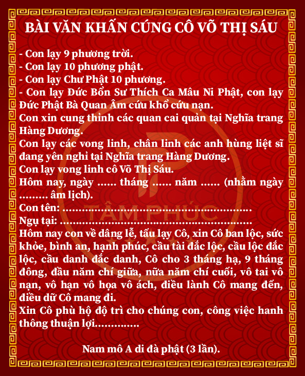 Bài văn khấn xin lộc Cô Sáu đầy đủ và chuẩn xác