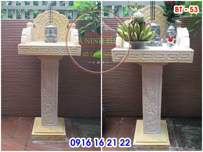 Bàn thờ thiên ngoài trời đẹp bằng đá vàng