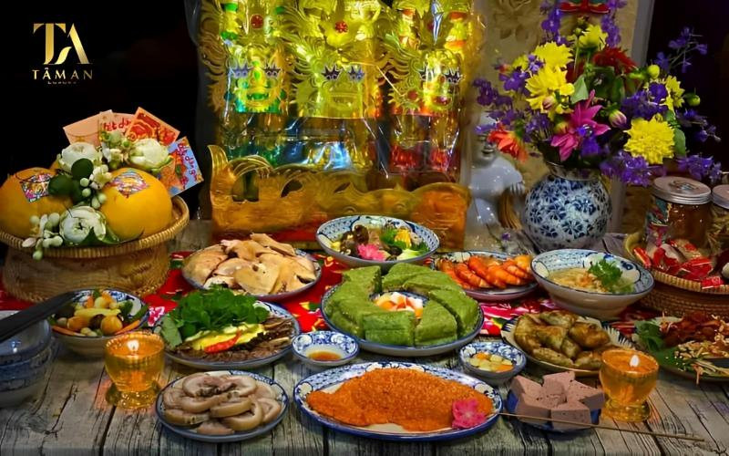 Các món vật phẩm đa dạng và đầy đủ cho lễ cúng tạ thần linh