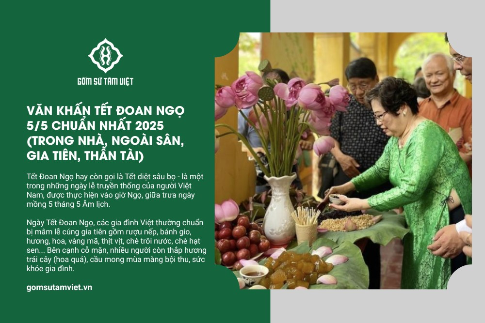 Chuẩn bị lễ vật và đọc bài cúng Tết Đoan Ngọ trong nhà thể hiện lòng thành kính.