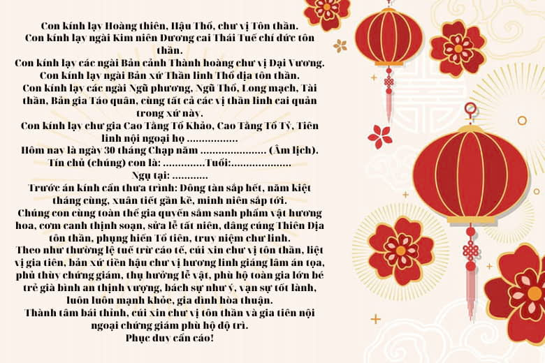 Gia chủ đọc văn khấn cúng tất niên trong nhà với lòng thành kính