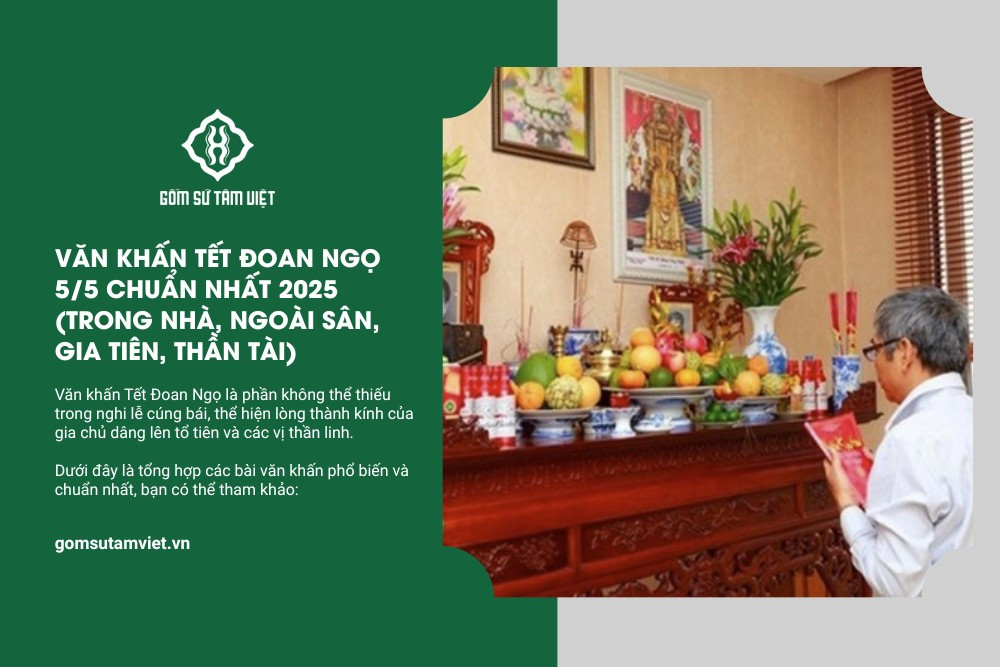 Gia chủ thành tâm đọc văn khấn Tết Đoan Ngọ trước bàn thờ gia tiên.