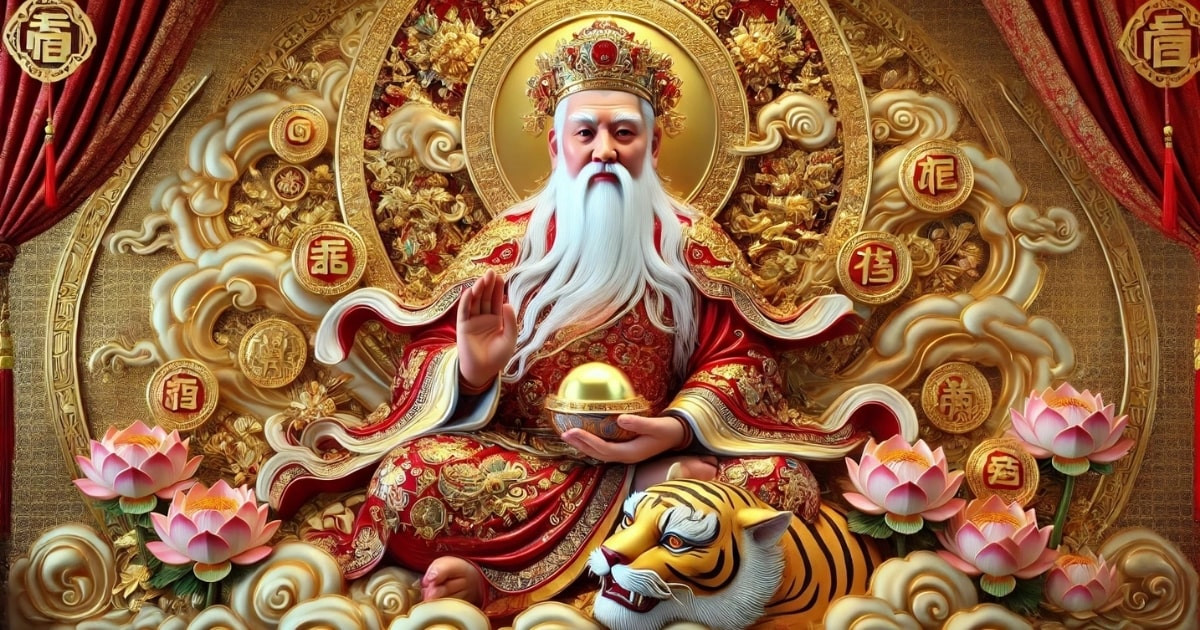 Hình ảnh Thần Tài ôm thỏi vàng, biểu tượng may mắn trong ngày vía Thần Tài
