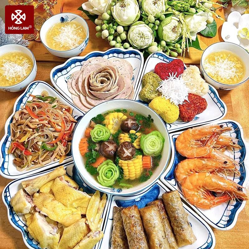 Hình ảnh tổng thể một mâm cơm cúng rằm tháng giêng thịnh soạn
