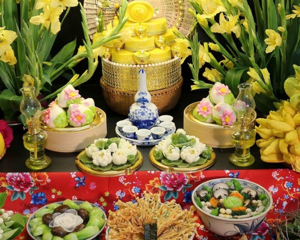 Mâm cỗ chay để khấn cúng rằm tháng giêng