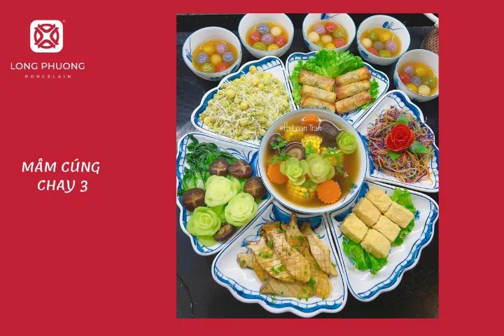 Mâm cơm chay cúng Rằm tháng 7 với nhiều món đặc trưng của mùa thu