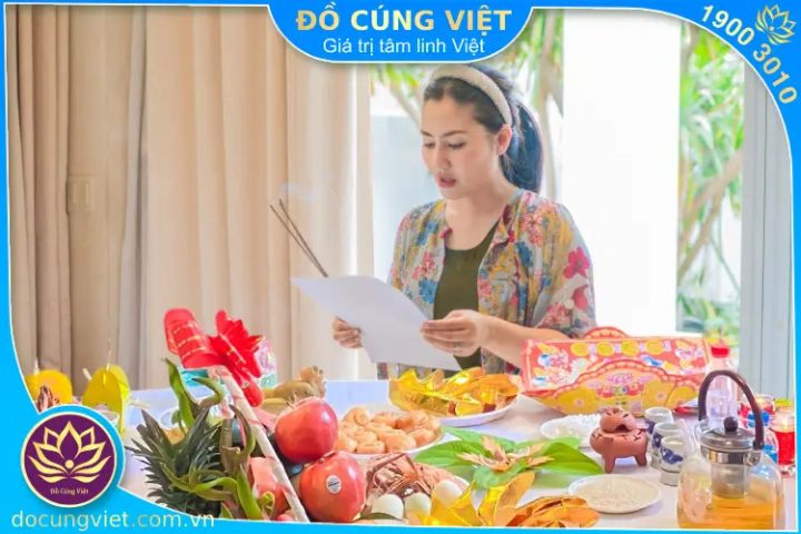 Mâm cúng đầy đủ cho lễ văn khấn vào nhà mới trang trọng
