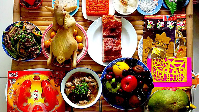 Mâm cúng ông Táo miền Trung trang trọng