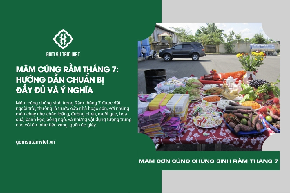 mâm lễ cúng chúng sinh rằm tháng 7 đặt ngoài trời thể hiện lòng từ bi