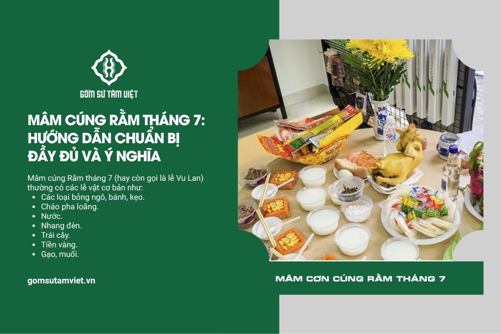 mâm lễ cúng rằm tháng 7 cơ bản với các lễ vật truyền thống