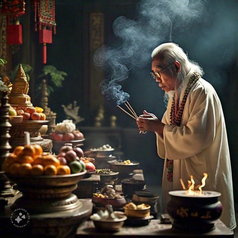 Mâm lễ cúng tươm tất trong ngày văn khấn mùng 1 tháng 12 Âm lịch, thể hiện lòng thành kính cầu bình an và tài lộc.