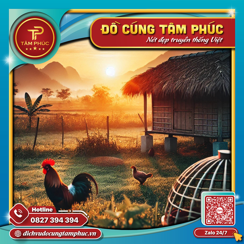 Mâm lễ vật cúng chuồng trại gà đầy đủ