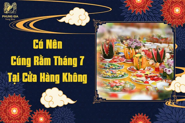 Mâm lễ vật cúng Rằm tháng 7 tại công ty để cầu an