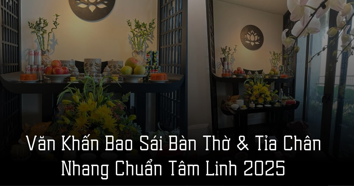 Mâm lễ vật trang trọng cho nghi thức văn khấn bao sái bàn thờ gia tiên