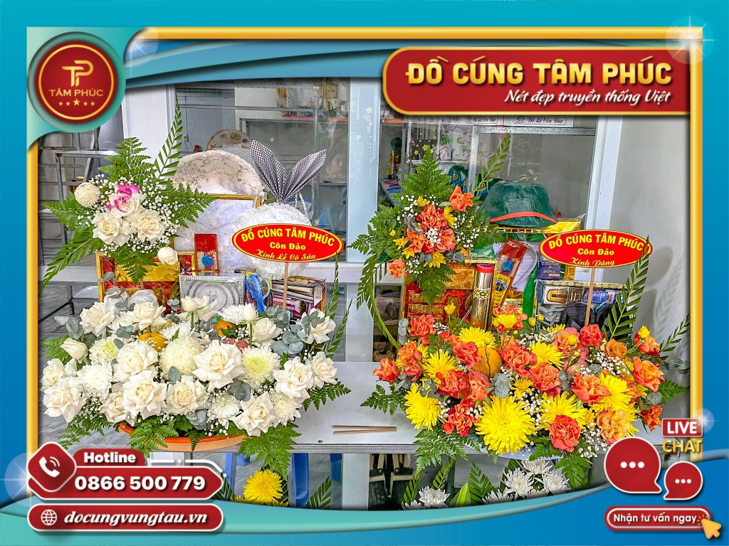 Mâm lễ vật trang trọng dâng lên Cô Sáu và các anh hùng liệt sĩ Côn Đảo