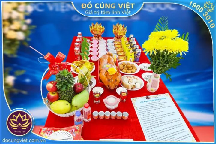 Mâm lễ vật và văn khấn cúng khai trương đơn giản, trang trọng