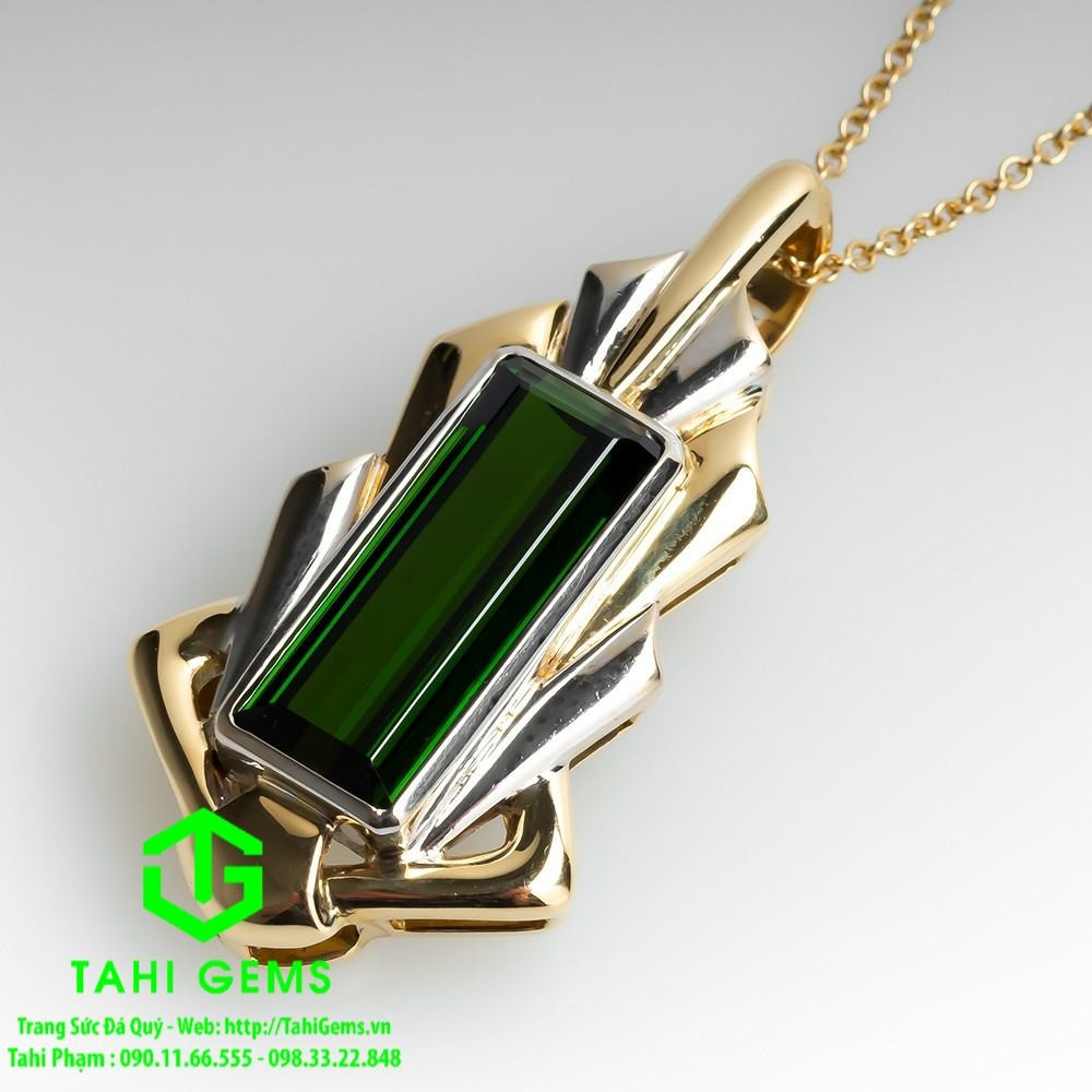 Mặt dây đá Tourmaline xanh