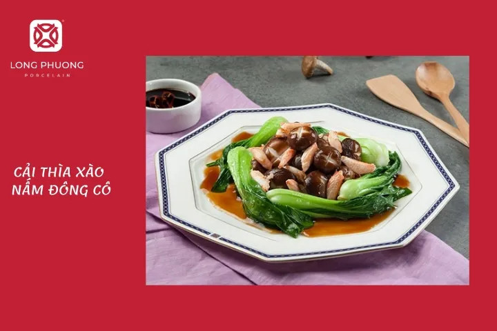 Món cải thìa xào nấm đông cô xanh tươi, đơn giản và bổ dưỡng
