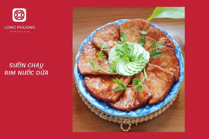 Sườn chay rim nước dừa nâu óng, thơm ngon đậm đà