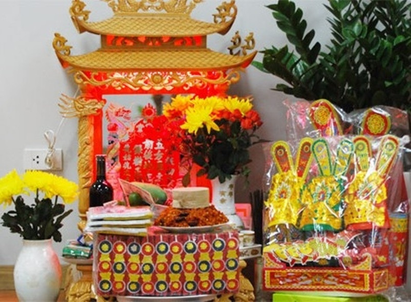 Vị trí đặt mâm cúng ông táo tại bàn thờ Táo Quân