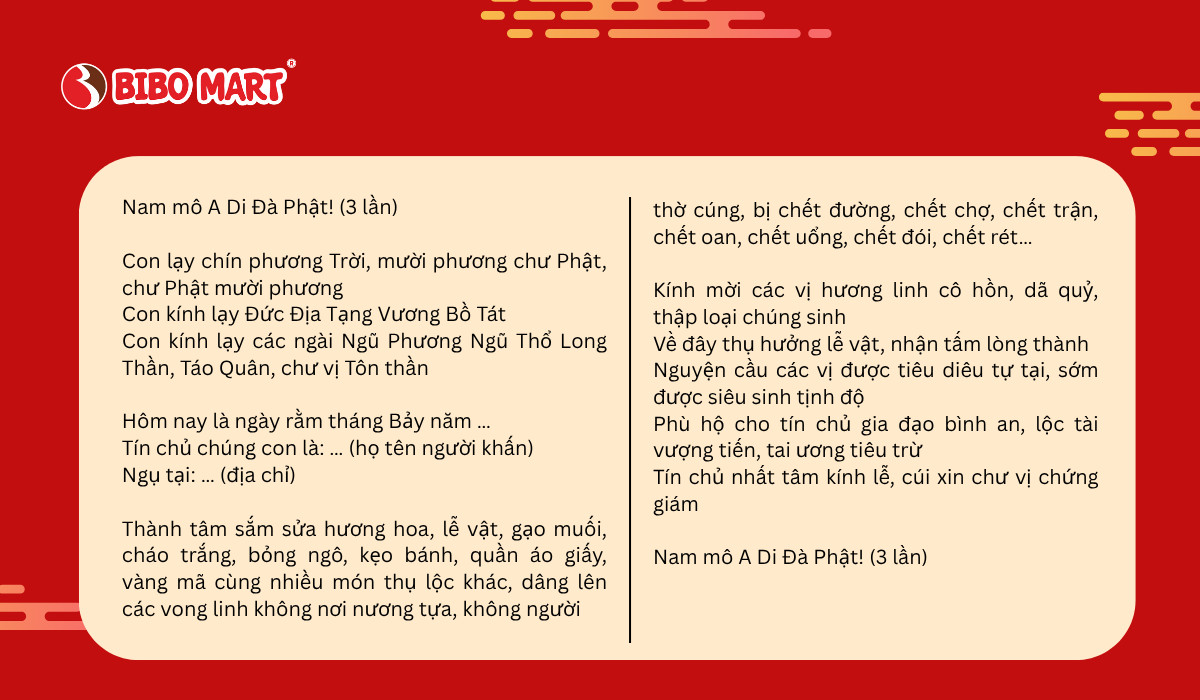 Bài văn khấn cúng rằm tháng 7 cho cô hồn, cầu siêu độ thoát.