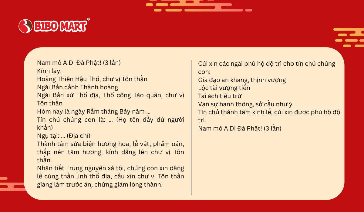 Bài văn khấn cúng rằm tháng 7 dành cho Thần linh, thể hiện lòng thành kính.