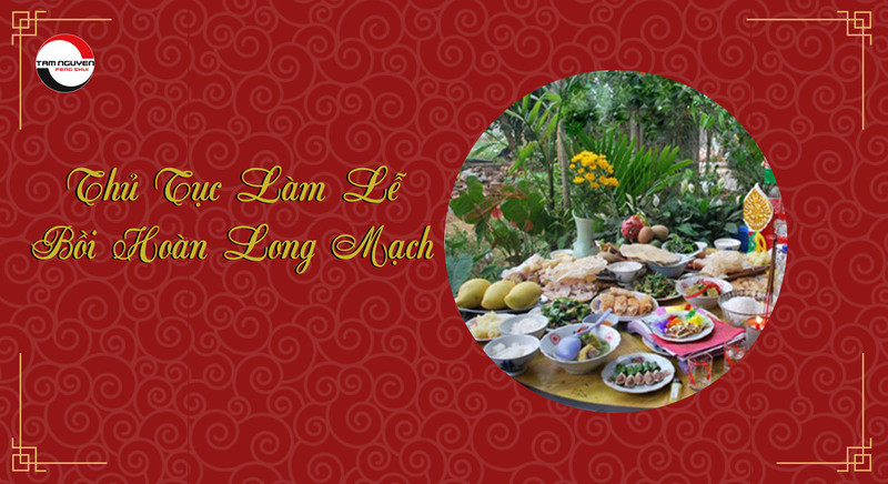Bàn lễ cúng động long mạch đã được chuẩn bị tươm tất