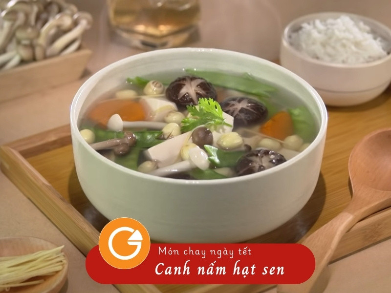 Canh nấm hạt sen chay