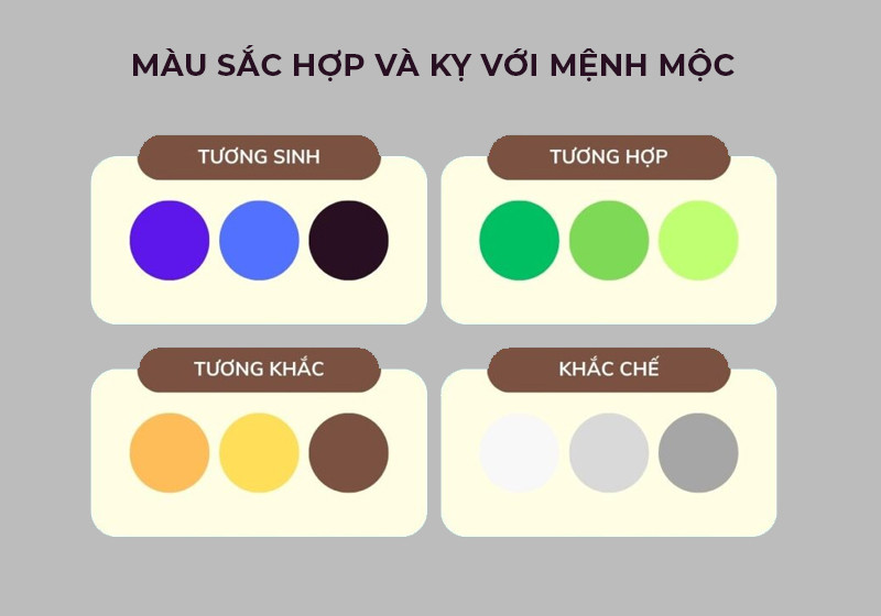 Màu sắc tương hợp và tương khắc với người mệnh Mộc theo phong thủy