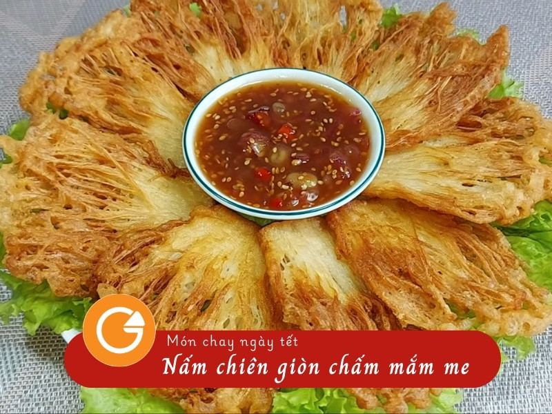 Nấm chiên giòn chấm mắm me