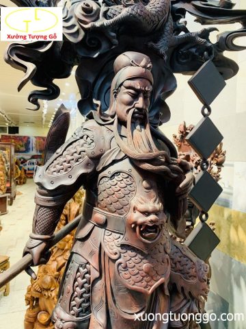 Quan Công ngự song long gỗ trắc. Quan Công ngự song long gỗ trắc.