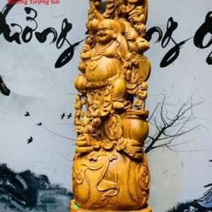 Di Lặc Cửu Tiểu Vác Gậy Như Ý Hương Đá
