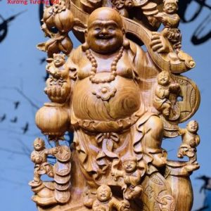 Di Lặc Cửu Tiểu Vác Gậy Như Ý Hương Đá