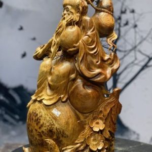 Tượng Ông Thọ Cầm Đào Gỗ Nu