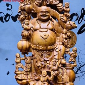 Di Lặc Cửu Tiểu Vác Gậy Như Ý Hương Đá