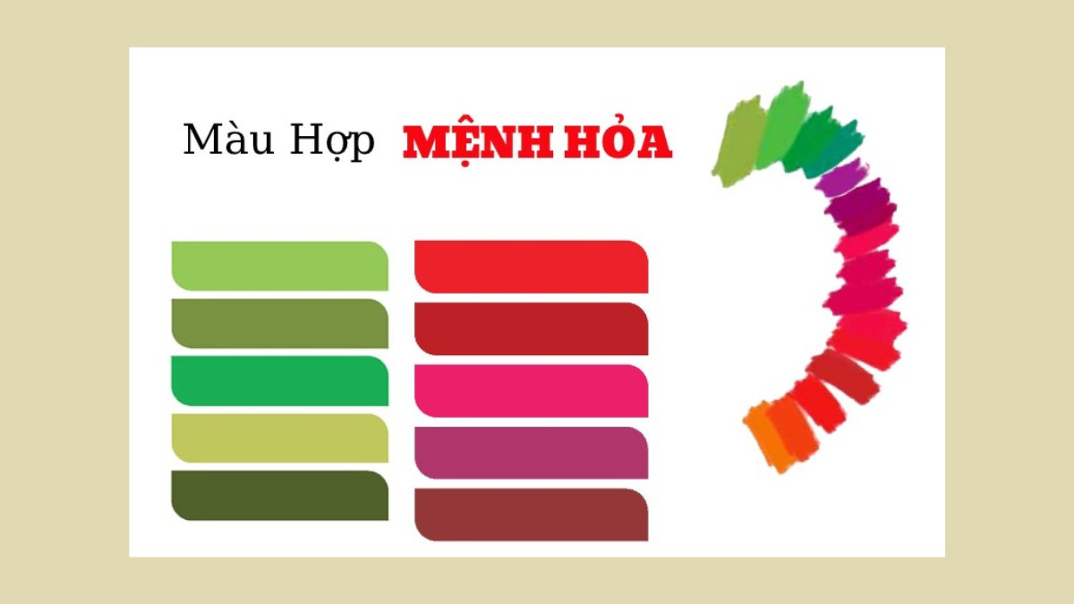Bảng tổng hợp các màu sắc hợp và kỵ đối với người mệnh Hỏa sinh năm 2024