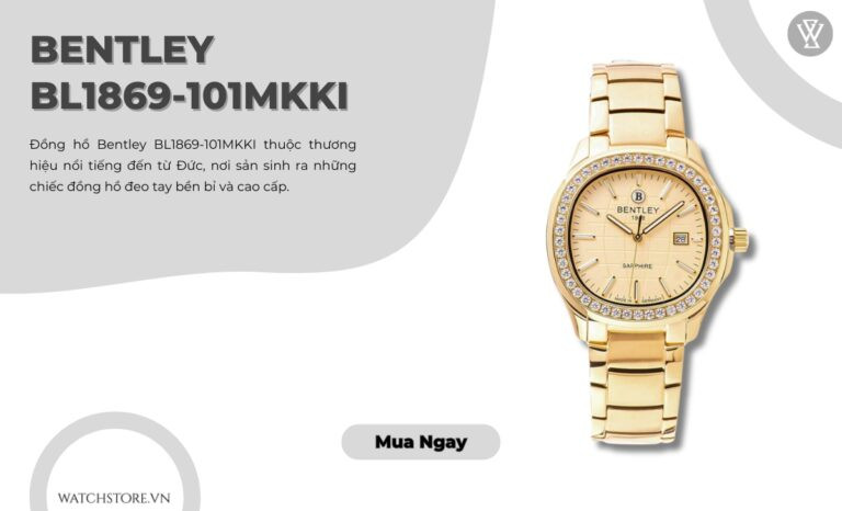 Đồng hồ Bentley với mặt số vàng và vành đá quý thể hiện đẳng cấp