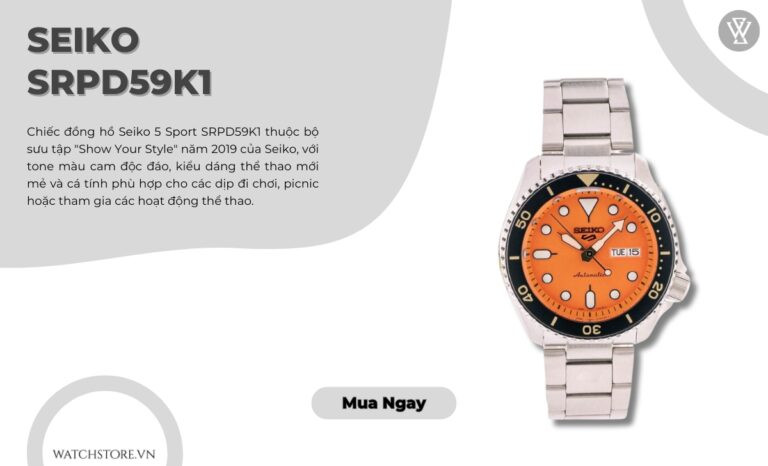Đồng hồ Seiko với mặt số màu cam nổi bật, kích thích năng lượng tích cực