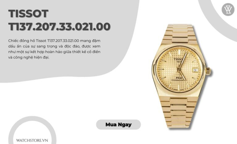 Đồng hồ Tissot mặt vàng với thiết kế vân Guilloche cổ điển