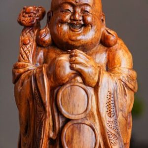 Di Lạc Nhị Tiểu Chúc Phúc Đứng Bao Tiền Gỗ Sưa