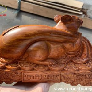 Tượng Chuột Kéo Bao Tiền Gỗ Hương Đá
