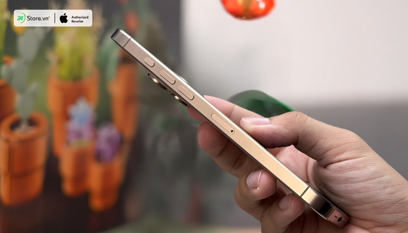 Góc chụp cận cảnh màu sắc Titan Sa Mạc trên thiết bị flagship mới