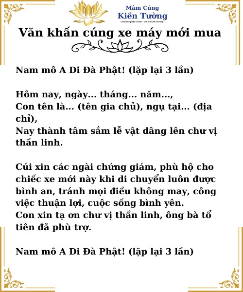 Hình ảnh minh họa nghi thức khấn vái trước mâm lễ vật cúng xe