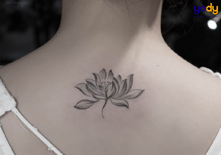 Hình xăm hoa sen lớn phía sau lưng