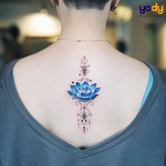 Hình xăm hoa sen xanh đẹp