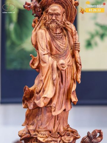 Đạt ma đứng lân gỗ sưa