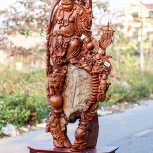 Di Lạc Vác Gậy Như Ý Cửu Tiểu Gỗ Hương Ôm Đá