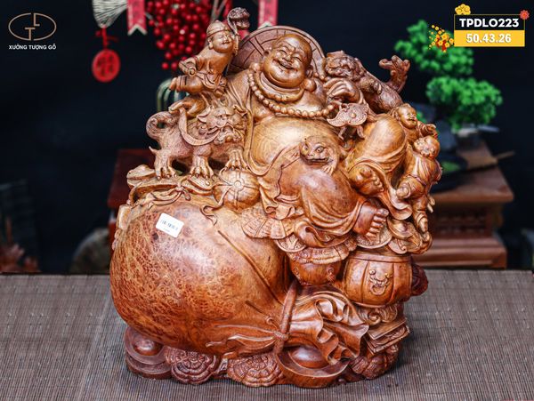 Di Lạc Tam Tiểu Song Nghê Ngồi Bao Tiền Gỗ Nu Hương